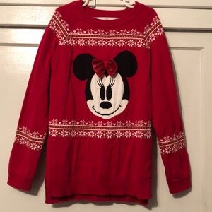 Disney Minnie Mouse Girls Holiday Sweater.